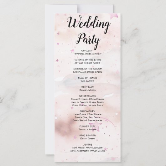 Off White, Blush en Paarse Sterren Trouwprogramma (Achterkant)