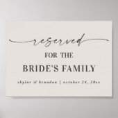 Off-White Bruidsfamilie Voorbehouden Trouwbord Poster (Voorkant)