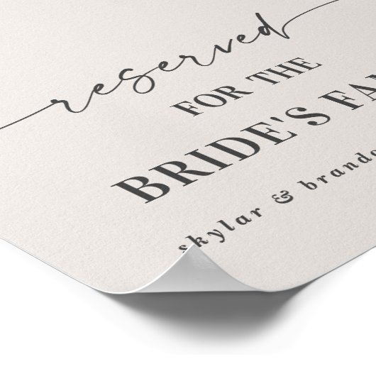 Off-White Bruidsjurk Gereserveerd Voor Familie Tro Poster (Hoek)