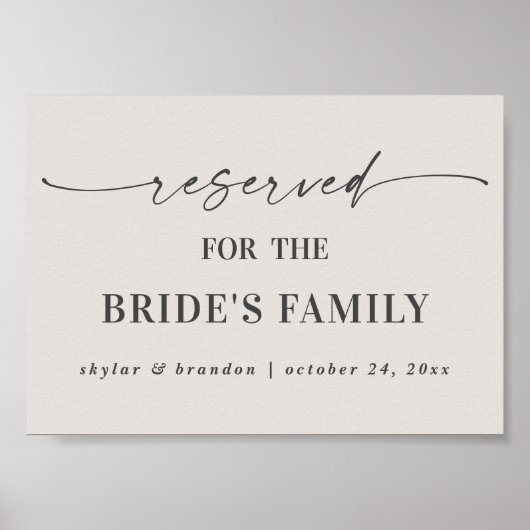 Off-White Bruidsjurk Gereserveerd Voor Familie Tro Poster (Voorkant)