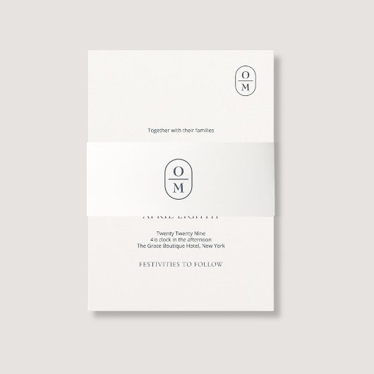 Off-White | Couple Monogram Wedding Invitation  Uitnodigingen Wikkel