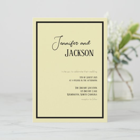 Off White Cream Minimalistische Uitnodiging voor e (Staand voorkant)