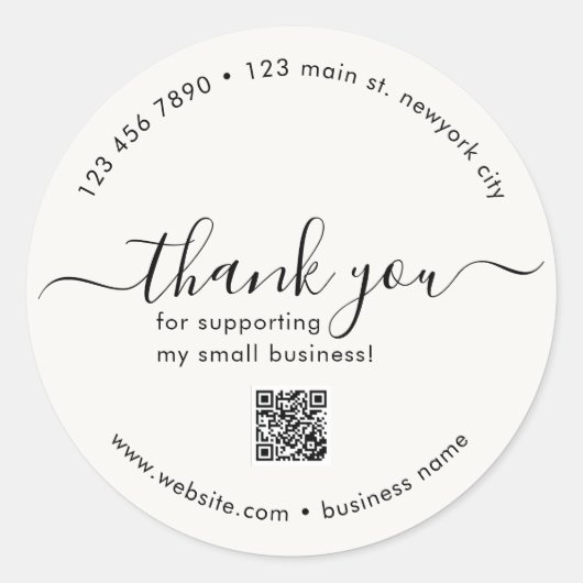 Off White Custom Bedankt Stickers met QR-code (Voorkant)