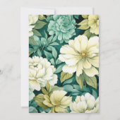 Off-White en Hunter Groene Bloemen Herfst Bruiloft Kaart (Achterkant)