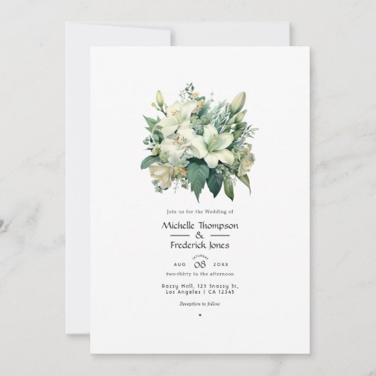 Off-White en Hunter Groene Bloemen Herfst Bruiloft Kaart (Voorkant)