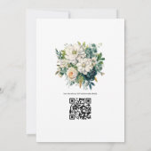 Off-White en Jachtgroene Bloemrijke Herfst Bruilof Kaart (Achterkant)