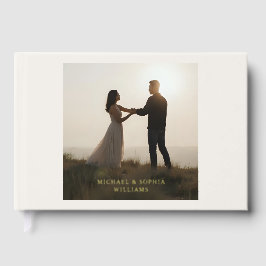 Off White Foil Guest Book Simple Photograph       Gastenboek