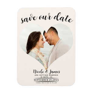 Off White Hart Foto Bruiloft Save the Date Magneet
