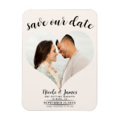 Off White Heart Foto Bruiloft Save the Date Magneet (Verticaal)