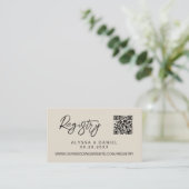 Off-white huwelijksdouche gift register QR-code Informatiekaartje (Staand voorkant)