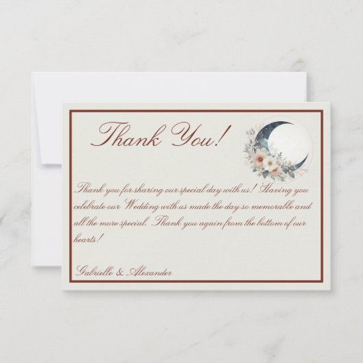 Off White & kaneel Moonflower bruiloft Bedankkaart (Voorkant)