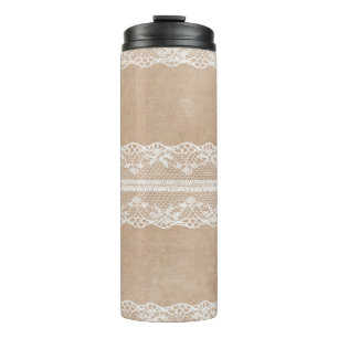 Off-White Lace over  papiertextuur met subtl Thermosbeker