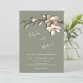 Off White Magnolia Nepbloem Bruiloft Kaart (Staand voorkant)