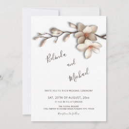Off White Magnolia Nepbloem Bruiloft Kaart