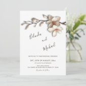 Off White Magnolia Nepbloem Bruiloft Kaart (Staand voorkant)