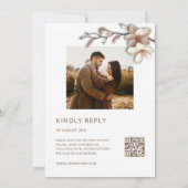 Off White Magnolia Raised Effect Bloem Bruiloft Kaart (Achterkant)