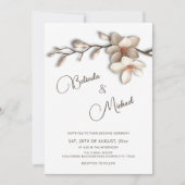 Off White Magnolia Verhoogd Effect Bloem Bruiloft Kaart (Voorkant)
