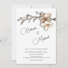 Off White Magnolia Verhoogd Effect Bloem Bruiloft Kaart