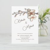 Off White Magnolia Verhoogd Effect Bloem Bruiloft Kaart (Staand voorkant)