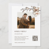 Off White Magnolia Verhoogd Effect Bloem Bruiloft Kaart (Achterkant)