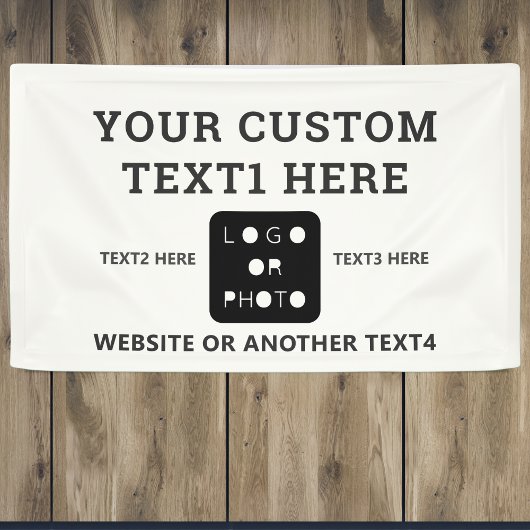 Off white Moderne Eenvoudige Zakelijke Logo Foto M Spandoek