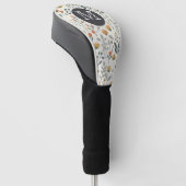 Off White Moderne Golf Hoofddeksel met Wilde Bloem Golfheadcover (Schuin)
