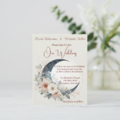 Off White Moonflower Bloemen Bruiloft Uitnodiging (Staand voorkant)