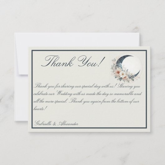 Off White Moonflower bruiloft Bedankkaart (Voorkant)