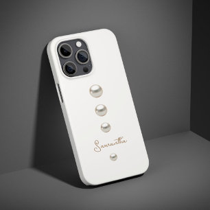 off white Pearls iPhone 15 Pro Max Hoesje