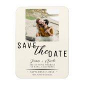 Off White Save the Date Foto Bruiloft Magneet (Verticaal)
