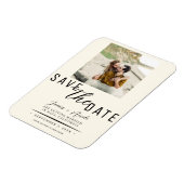 Off White Save the Date Foto Bruiloft Magneet (Linkerzijde)