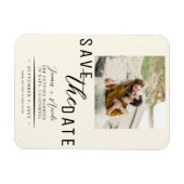 Off White Save the Date Foto Huwelijk Magneet (Horizontaal)