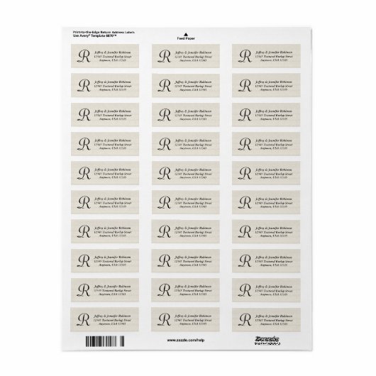 Off White Textured Monogram Naam, Retouradres Etiket (Full Sheet)