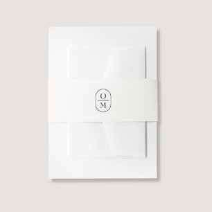 Off-White Trouwkaart met monogram voor koppel Uitnodigingen Wikkel