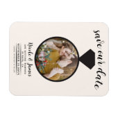 Off White Wedding Ring Foto Opslaan van de datum Magneet (Horizontaal)