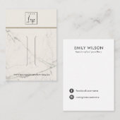 OFF WIT GRIJS MARMER TEXTUUR HAARCLIP DISPLAY CA VISITEKAARTJE (Voorkant / Achterkant)