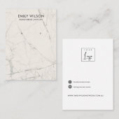 OFF WIT GRIJS MARMER TEXTUUR STUD OORBEL DISPLAY VISITEKAARTJE (Voorkant / Achterkant)