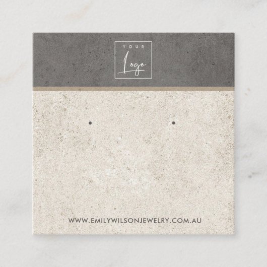 OFF WIT GRIJS STUCCO STUD OORBEL DISPLAY KAART VIERKANTE VISITEKAARTJE (Voorkant)