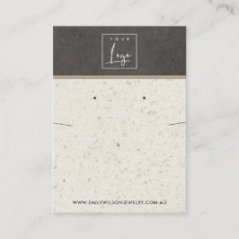 OFF WIT GRIJS TERRAZZO KETTING OORBEL DISPLAY VISITEKAARTJE