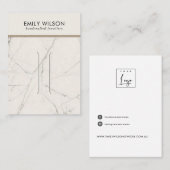 OFF WIT MARMER TEXTUUR HAARCLIP DISPLAY KAART VISITEKAARTJE (Voorkant / Achterkant)