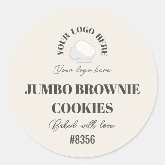 Off-Witgrijs Cookie Batchnummer Uw Logo Hier Ronde Sticker (Voorkant)