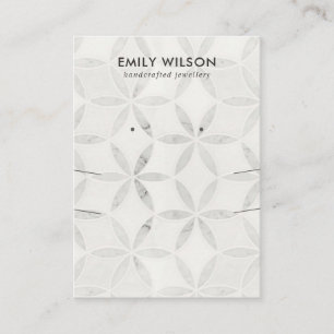 OFF WITTE BLOEMEN LANGE KETTING OORBEL DISPLAY VISITEKAARTJE