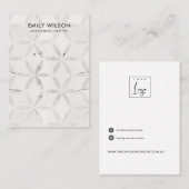 OFF WITTE BLOEMEN LANGE KETTING OORBEL DISPLAY VISITEKAARTJE (Voorkant / Achterkant)