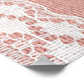Off-Witte Kant op Metallic Roze Gouden Stof Textuu Poster (Hoek)