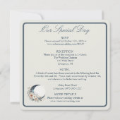 Off Witte Moonflower Bloemen Ronde Bruiloft Kaart (Achterkant)