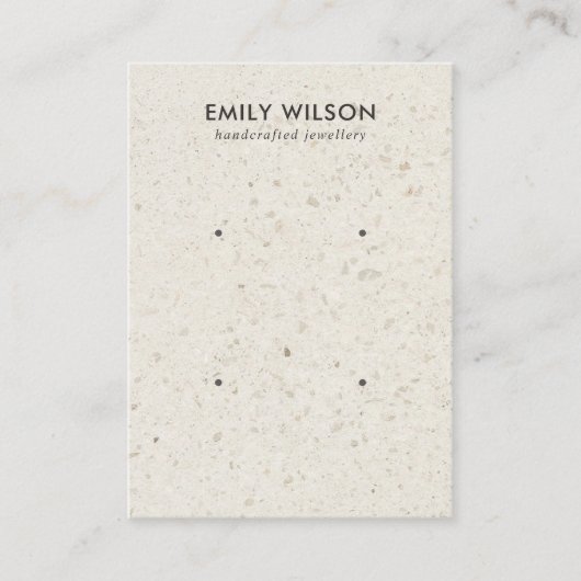 OFF WITTE TERRAZZO 2 STUD OORBEL DISPLAY KAART VISITEKAARTJE (Voorkant)