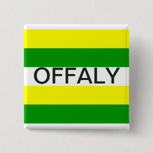 Offaly Silk Ribbon Flag Vierkante Button 5,1 Cm