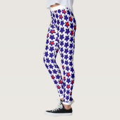Offbeat vervormde rode witte blauwe sterren leggings (Links)