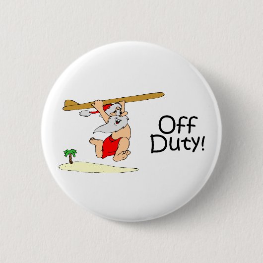 Offduty Santa (Surfing) Ronde Button 5,7 Cm (Voorkant)