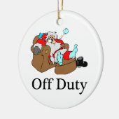 OffDuty Tired Santa Keramisch Ornament (Links)